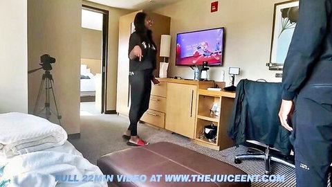 Ebony hotel manager in tight black outfit confronts EboBlack on noise complaint