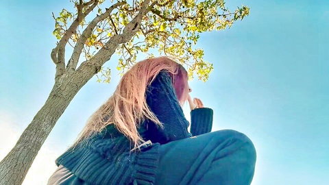 Artemisia Love outdoor 420 smoke sesh, casual sweater and pants