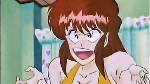Excited anime redhead girl smiling in yellow top from Ogenki Clinic ep7