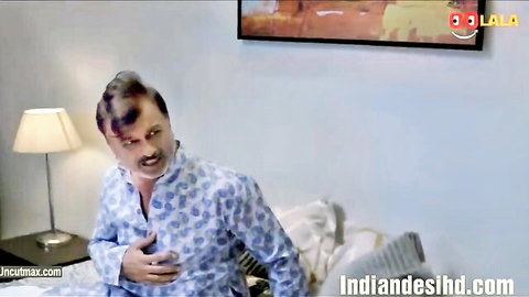 Indian mature man in bed from Biwi Ho To Aeshi adult web series episode 1
