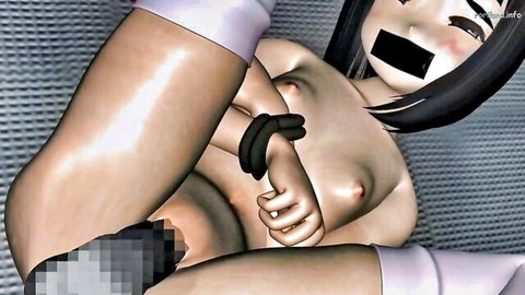 Bound and gagged anime girl in stockings using toy solo