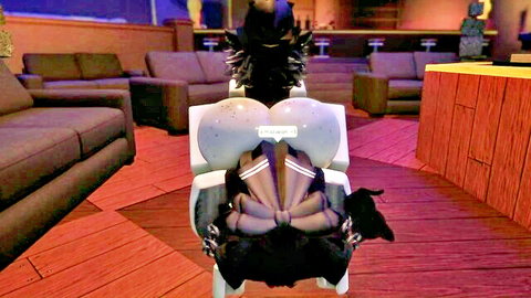 Roblox condo girl with big white ass from behind, black hair