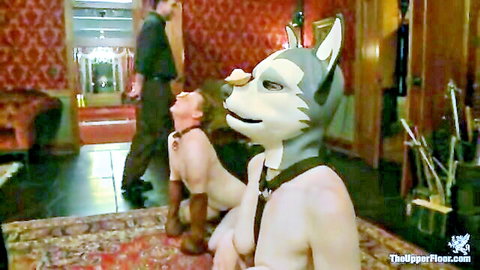 Slave girls in husky puppy play masks, naked BDSM action with sybian tease