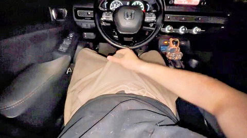 Ryder Rogue messy cumshot in car, sloppy jizz on converse shoes