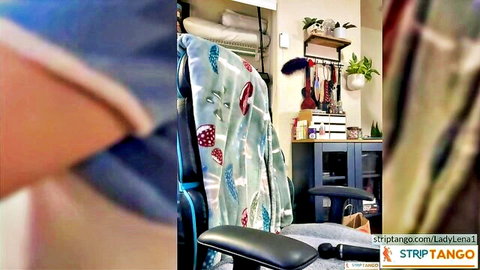 LadyLena1 bawdy exhibition, solo masturbation with toy in chair