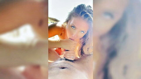 Lena Paul intense POV blowjob outdoors with blonde hair and curves