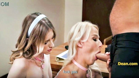 Melody Marks and London River double blowjob on Danny Mountain in threesome