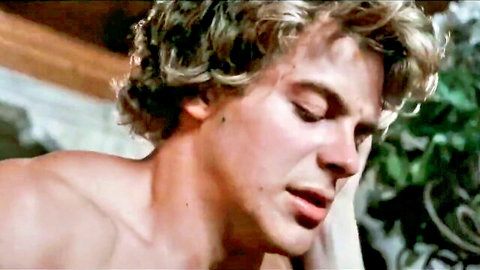 Young shirtless blonde man in emotional scene from Taboo 3 classic porn