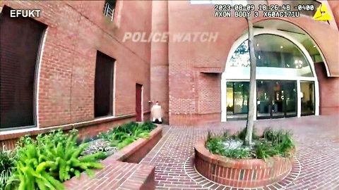 Police bodycam caught compilation scene outside brick building entrance