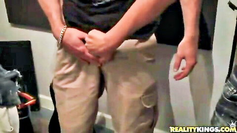 Man in khaki pants teasing crotch in studio setup, Money Talks preview