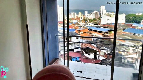 Amateur white boy Isak big ass JOI balcony view cityscape