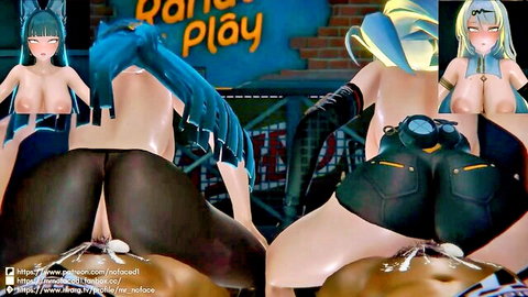 Yixuan and Miyabi nude 3D hentai asses with insertions in bara play scene