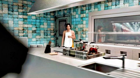 Maayon Plays in sexy white apron, teasing in fantasy kitchen scene