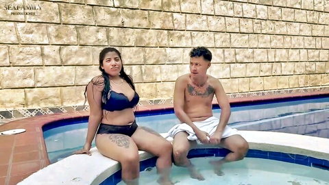 SexfamilyTaboo verified amateurs couple in bikini and towel by pool