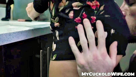 Valentina Bellucci in floral dress groped by stranger in cuckold hookup scene