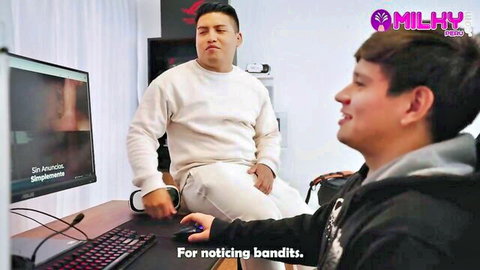 Two gamers spotting bandits in realistic big ass sex-hungry video game