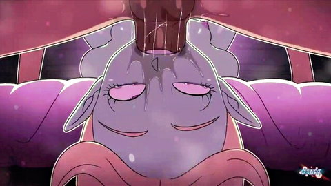 Panzy purple pony deepthroating big cock with cum drip, explicit oral