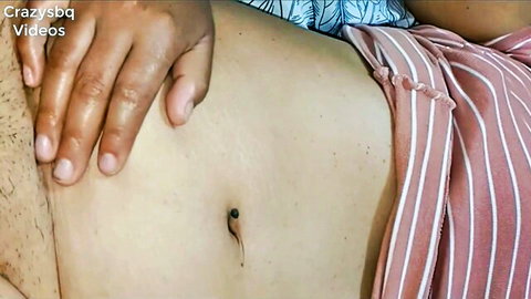Crazysbq massages neighbor's wife's bare belly and navel piercing