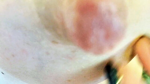 Close-up of teen's wet pussy during intense solo masturbation