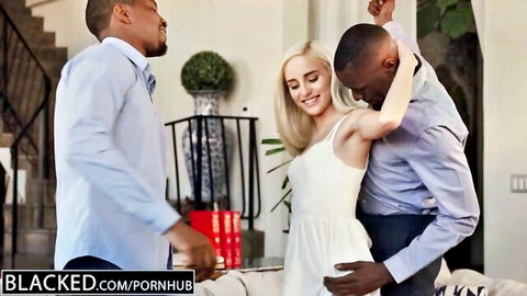 Blonde Naomi Woods in first interracial threesome with black men, Blacked