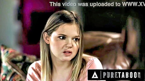 Coco Lovelock in pink top, surprised expression in lesbian taboo scene