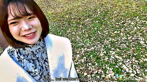 Ayumi Japanese uni student smiling in white blouse, JAV casting couch