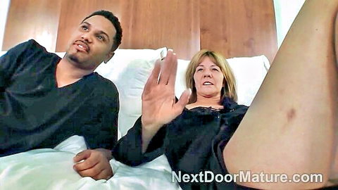 47-year-old mature blonde librarian in first BBC porn scene with black stud