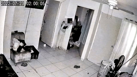 CCTV surprise: niece in white dress caught behind door masturbating