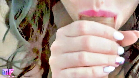Kate Rehi gentle POV blowjob, kissing cock with red lips