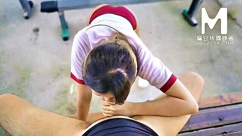 Asian slutty student in school uniform bent over for doggy style penetration