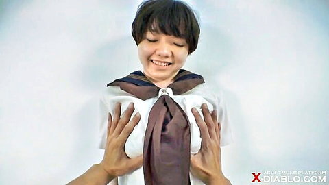Buskawa in sailor suit gets beautiful breasts rubbed by hands