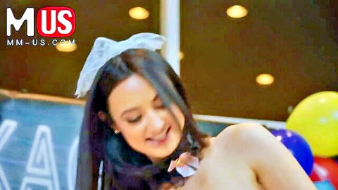 Eliza Ibarra topless smiling at party, bare breasts exposed