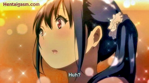 Surprised black-haired anime girl with red eyes in hentai thumbnail