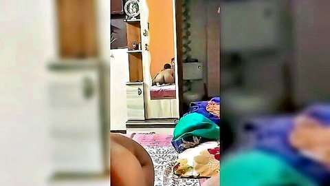 Blurry Indian mature wife fucked doggy style from behind by naked lover on bed