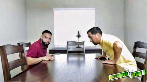Stepdad and friend intense talk in tight young daughter rough pussy fuck HD preview