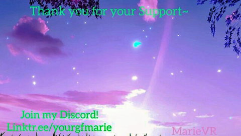 MarieVR starry purple sky thank you support promo with Discord invite