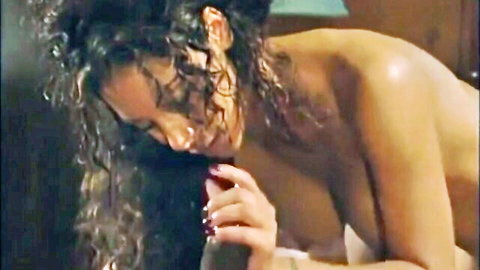 Dee Baker topless ebony beauty touching her big breasts seductively