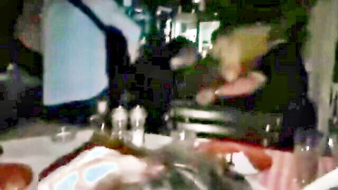 Sexy Serbian blonde in intimate group encounter at table