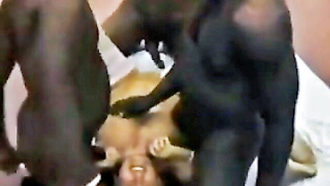 White swinger wife gangbanged by multiple black men in intense group sex