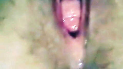 Close-up of creampied white pussy after BBC cuckold fuck