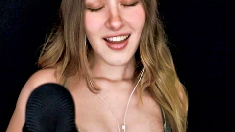 Diddly ASMR blonde in low-cut top whispering sexual instructions