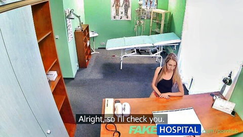 Blonde nurse Alexis Crystal in sexy Fake Hospital exam scene
