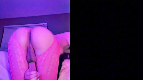 Indiafterhours masturbates in pink fishnet lingerie with anal toy