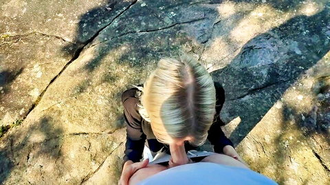 Uwucutedemon Swedish blonde flashing perky tits outdoors in woods