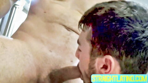 Bearded straight guy Joe gives intense blowjob to Angel before anal