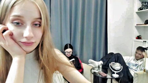 Cyyberwhore young blonde teen in casual webcam pose on Chaturbate