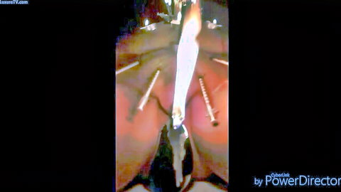 BDSM close-up of woman's vulva with needles and flames in Daddy's Art Project