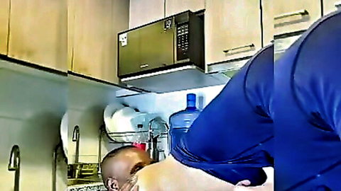 Interracial gay anal sex with bald Black man bent over