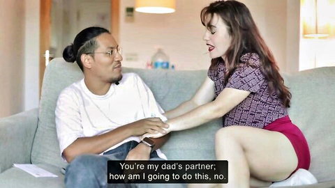 Verashia chats intimately with stepson on couch in taboo tease