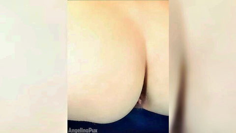 Pale amateur teen spreads tight ass cheeks revealing creamy pink pussy and anus closeup